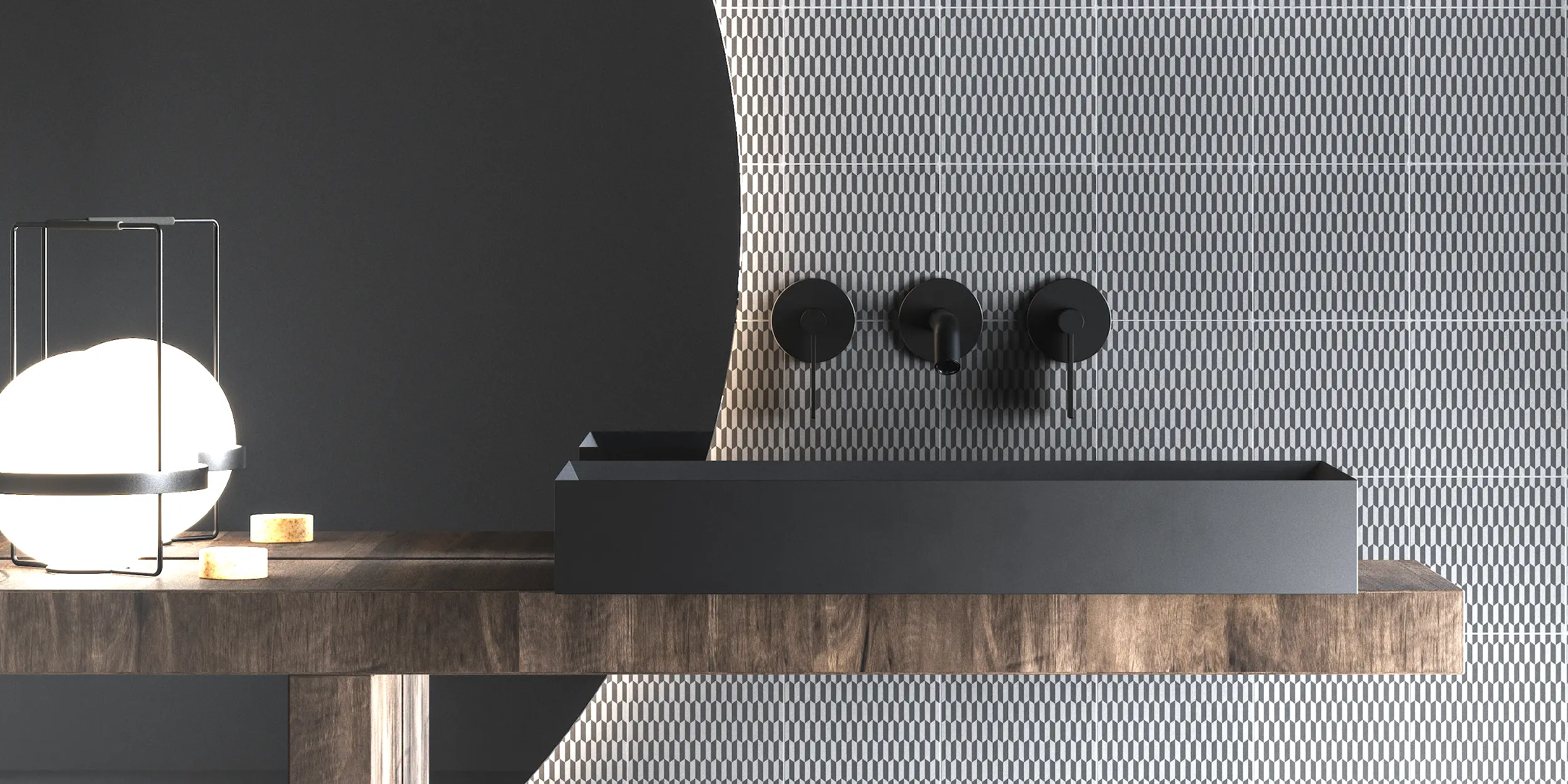 Avantgardistisches Dgeum designfliesen Badezimmer-Wandverkleidung mit durchgefärbten Dgeum-Fliesen in Naturgrau und Anthrazit-Design