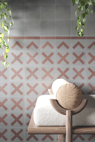 Innenwandverkleidung mit geometrisch gestalteten Badezimmer Fliese