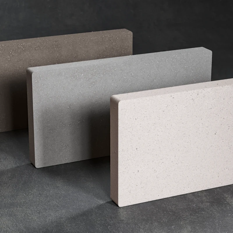 Draufsicht auf drei Fliesen der Kollektion Paviblock