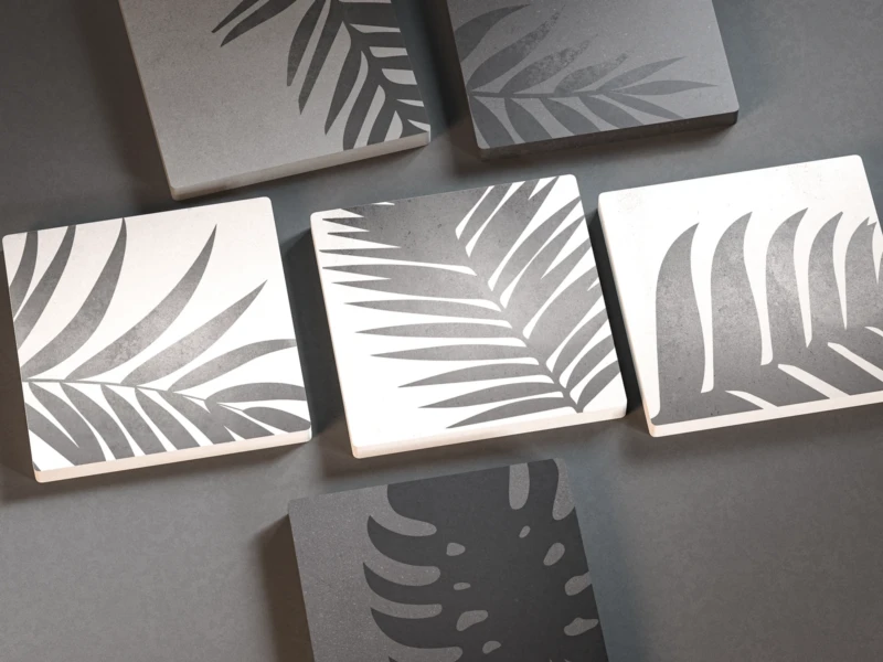 Detailansicht mehrerer Fliesen der Kollektion Tropic