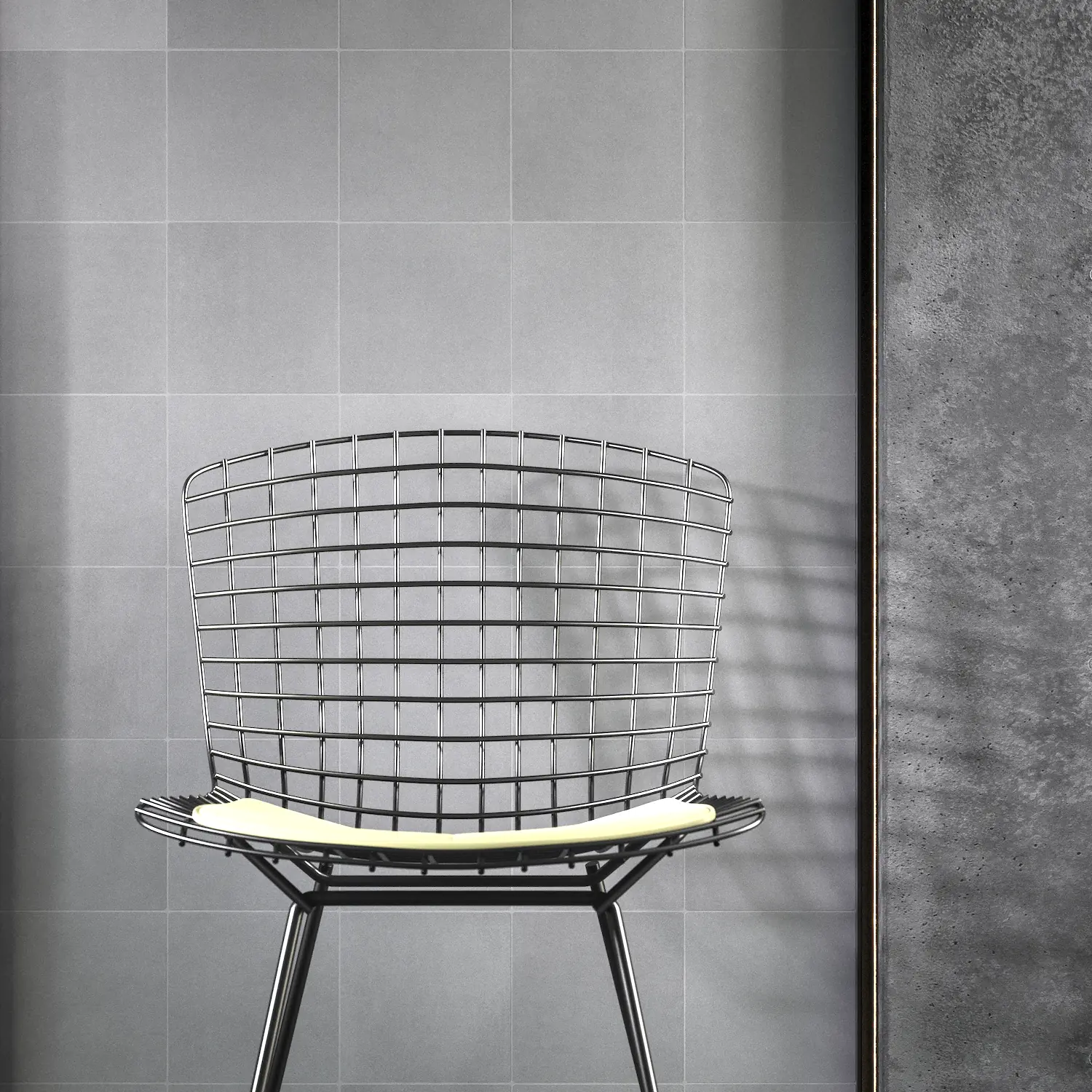 Küchenwand Mikrozement Grau Minimalistische Küchenwand mit authentischen grauen Mikrozementfliesen